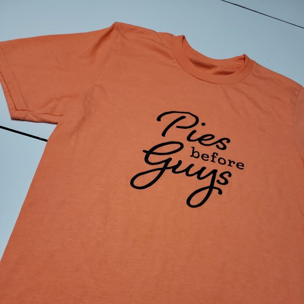 Bella + Canvas Women S Graphic T-Shirt Heathered Orange Pies Before Guys Holiday - Picture 3 of 12